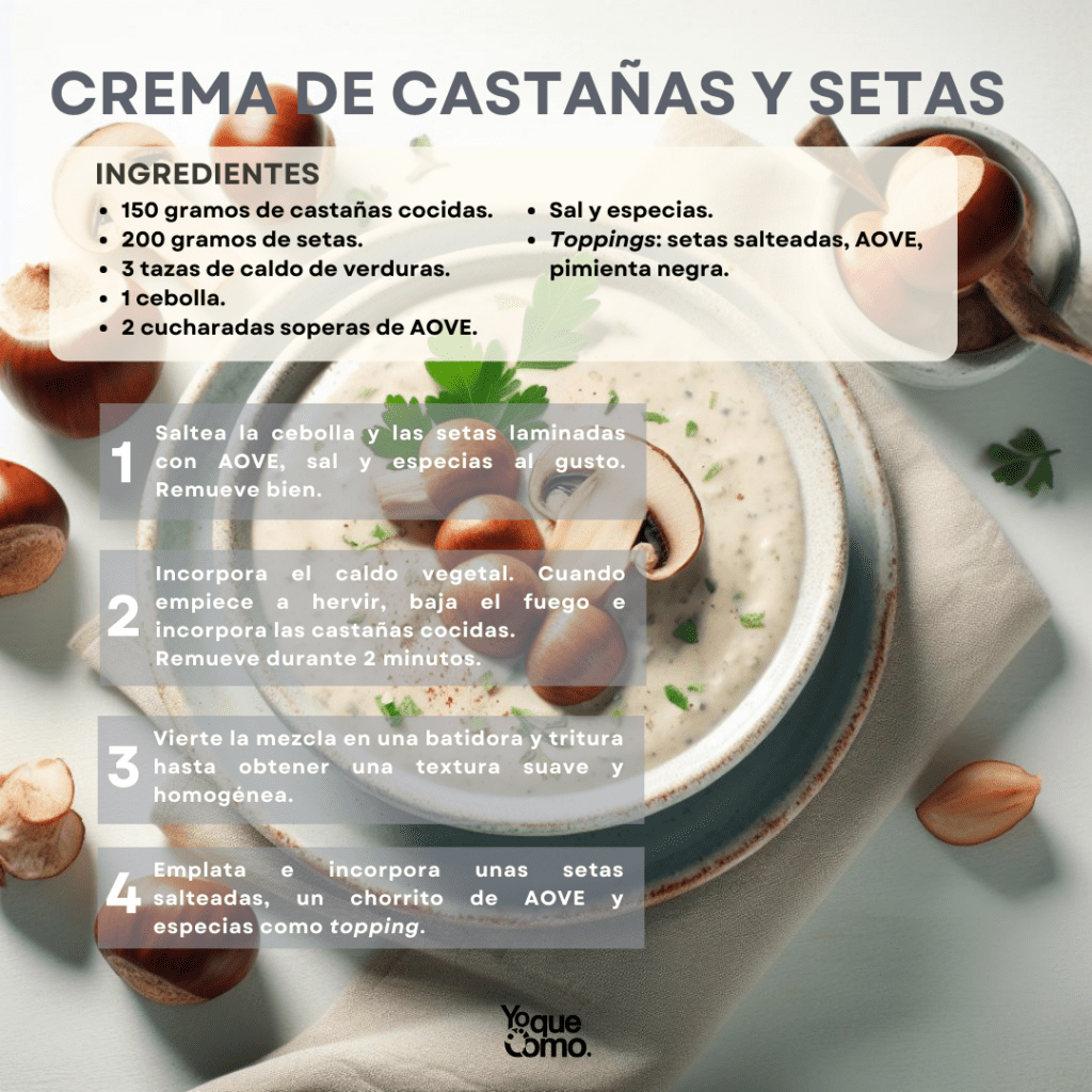 Crema de castañas y setas